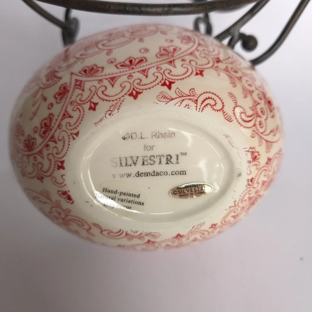 Silvestri Metal Reindeer Ceramic Paisley Serving Dip Bowl Christmas Holiday - Picture 8 of 15